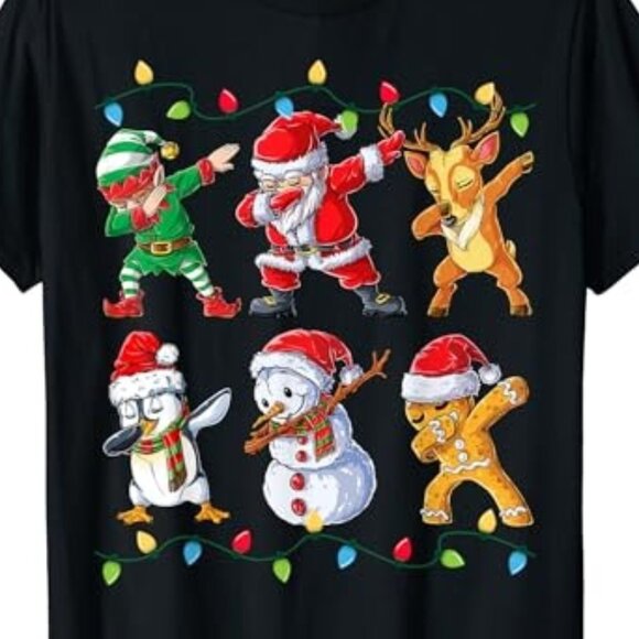 Dabbing Santa Elf Friends Christmas Boys Girls Men Xmas Dab T-Shirt 93 - Picture 2 of 5